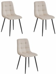 Set troch jedálenských stoličiek KARA béžové / čierne nohy (3ks)