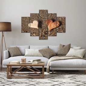 Obraz - Drevené srdiečka (150x105 cm)