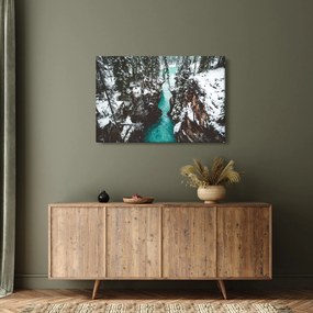 Obraz - horská rieka v zime (90x60 cm)