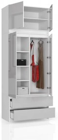 Skriňa s nadstavcom S 90 cm 2D 2SZ CLP metalická, lesk