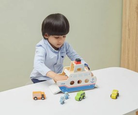 Drevená skladačka Viga 44684 loď s autíčkami