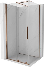 Mexen Velar, sprchový kút s posuvnými dverami 100(dvere) x 75(stena) cm, 8mm číre sklo, ružové zlato, 871-100-075-01-60