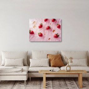 Sklenený obraz - Jahody v bublinách (70x50 cm)