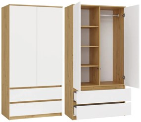 Šatníková skriňa MALWA I 90 cm dub artisan/biela