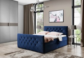 Čalúnená posteľ boxspring MATRAGI + topper, 200x200, béžová