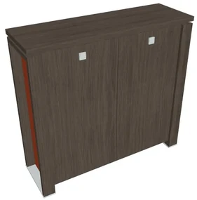 Stredná skriňa Verno+ S 140 x 46 x 130 cm, dub antracit / oranžová