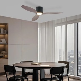 ZEVENTI - stropný LED ventilátor VENTORA LED/24W/230V Wi-Fi Tuya čierna/orech + diaľkové ovládanie