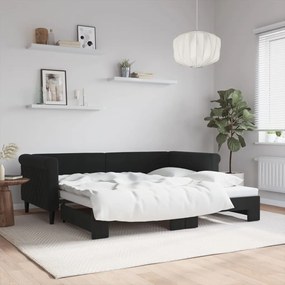 Denná posteľ s rozkladacou posteľou čierna 90x190 cm zamat 3197786