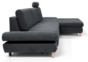 Rozkladacia rohová čalúnená sedacia súprava s úložným priestorom v tvare L AVESTA pravá antracit