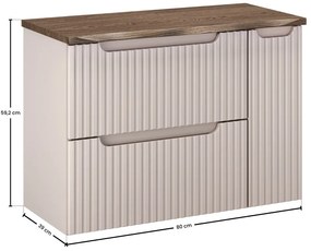 Závěsná skříňka pod umyvadlo Nova Cashmere s deskou 80 cm kašmírová/dub casella