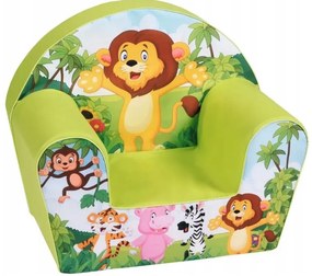 Penová detská sedačka – safari zvieratká, 51 × 33 × 42 cm
