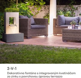Blumfeldt Bloomingstone, fontána, záhradná fontána, okrasná fontána, 20 W, čerpadlo, zinok, LED