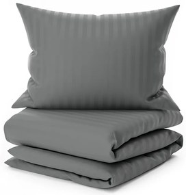 Hotelové obliečky z mikrovlákna JASMINE PURE sivé - prúžok 2 cm, hotelové vrecko Rozmer obliečky: 70 x 90 cm | 140 x 200 cm