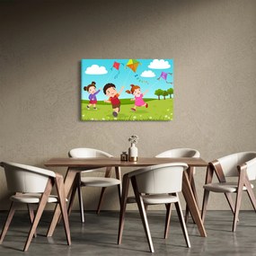 Obraz - Deti púšťajú draka (90x60 cm)