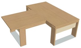 Stôl Verno+ S 200 x 220 cm s rokovacím prvkom, dub svetlý / vanilka