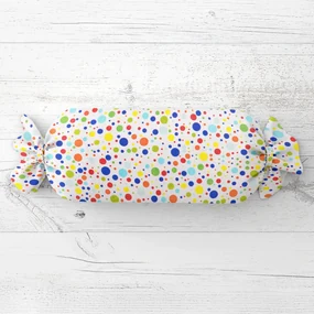 Biante Detský vankúš valec bonbon Sandra SA-006 Farebné bodky na bielom 15x80 cm