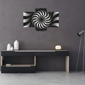 Abstraktný obraz čiernobiele špirály (90x60 cm)