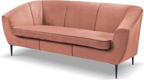 Trojmiestna pohovka Olivio, lososová zamatová tkanina