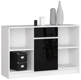 Komoda Briar (biela + lesk čierny). Akcia -14%. Vlastná spoľahlivá doprava až k Vám domov. 1128585
