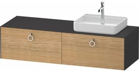 DURAVIT White Tulip závesná skrinka pod umývadlo na dosku (umývadlo vpravo), 2 zásuvky, 1600 x 550 x 408 mm, dub prírodný masív/grafit matný, WT4890RH5580000