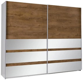 Skríňa Lux 22 dub lefkas Burgund/zrkadlo 244 cm