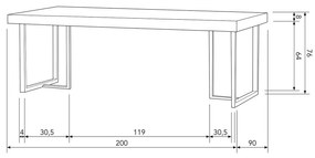 Jedálenský stôl manero 200 x 90 cm tmavo hnedý MUZZA