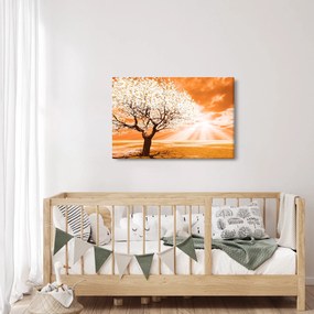 Oranžový obraz stromu (90x60 cm)