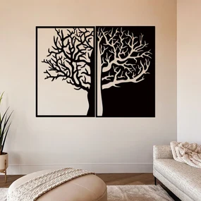 drevo zivota Drevený strom na stenu DUALITY z dvoch dielov Farebný vzor: Čierna, Veľkosť viacdielov: 120x90
