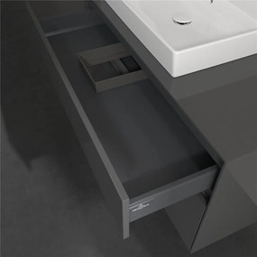 VILLEROY &amp; BOCH Collaro závesná skrinka pod umývadlo na dosku (umývadlo vľavo), 2 zásuvky, s LED osvetlením, 1000 x 500 x 548 mm, Glossy Grey, C017B0FP