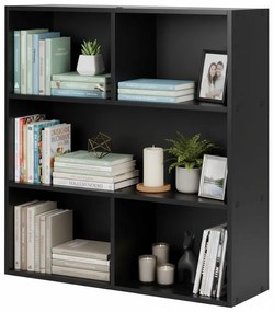 ModernHome Moderná knižnica - 3 police, čierna ModernHome