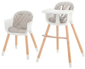 KINDERKRAFT - Detská jedálenská stolička 2v1 SIENNA buk/šedá