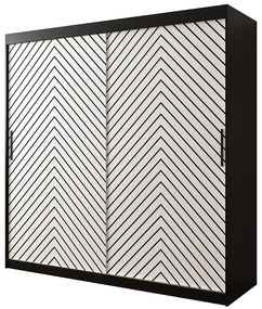 Skriňa Jodełka 1 200 čierna/biely/čierna