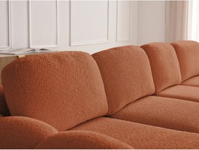 Oranžová rozkladacia/s úložným priestorom rohová pohovka z textílie buklé (ľavý roh/s leňoškou) Montaigne – Bobochic Paris