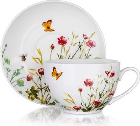 Šálka s tanierikom Lúčne kvety, 240 ml