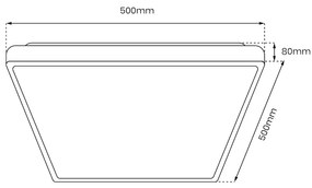 Stropné LED svietidlo Quadro, 1x LED 66w, 3000-6000k, b, s ovládačom