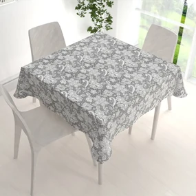 Biante Bavlnený štvorcový obrus Sandra SA-550 Biela krajka na sivom 50x50 cm