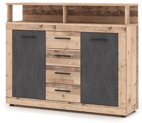Komoda Luna 119 cm dub Matera světlý/šedá II