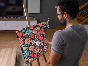 Gario Maľovanie podľa čísel Srdce a kvety Rozmery: 80 x 80 cm, Rámovanie: S vnútorným rámom