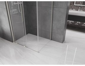 Mexen Velar, sprchový kút s posuvnými dverami 150 x 100 cm, 8mm číre sklo, brúsená oceľ, 871-150-100-01-97
