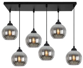 Závesné svietidlo Costa, 6x grafitové sklenené tienidlo, b