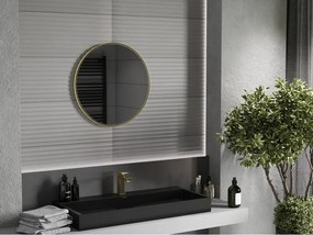 Mexen Loft, okrúhle kúpeľňové zrkadlo 65 cm, farba rámu zlatá matná, 9850-065-065-000-50