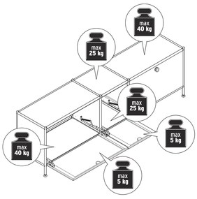 Nízka skrinka »CN3« s 3 výklopnými dvierkami, biela