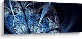 Obraz tmavomodrého kvetu (s hodinami) (90x30 cm)