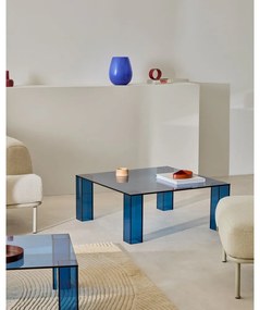Modrý sklenený konferenčný stolík 85x85 cm Adularia – Kave Home