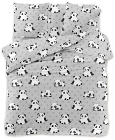 Obliečky z mikrovlákna PANDA sivé Rozmer obliečky: 2 ks 70 x 90 cm | 200 x 220 cm