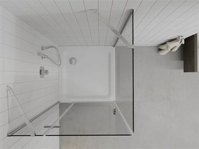 Mexen Roma, sprchovací kút 90 (dvere) x 90 (stena) cm, 6mm číre sklo, chrómový profil + slim sprchová vanička 5cm, 854-090-090-01-00-4010
