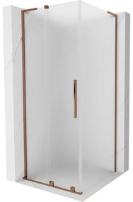 Mexen Velar L, sprchový kút s posuvnými dverami 110 x 110 cm, 8mm sklo námraza, ružové zlato, 871-110-110-33-60