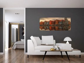 Obraz farebných domčekov (120x50 cm)