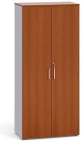 Kancelárska skriňa s dverami PRIMO 2023, 800 x 420 x 1781 mm, sivá / čerešňa