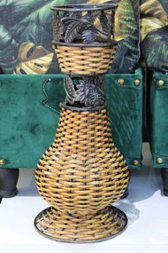 Hnedá dekoračná ratanová váza 43cm